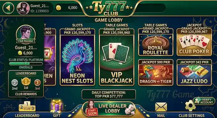 Ty777 game interface image