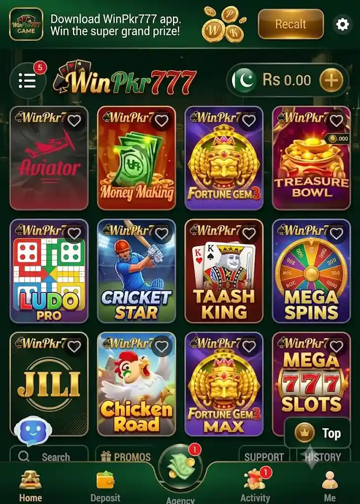 Winpkr777 Game interface image