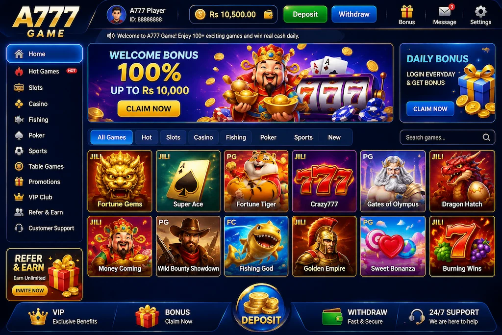 A777 Game interface image