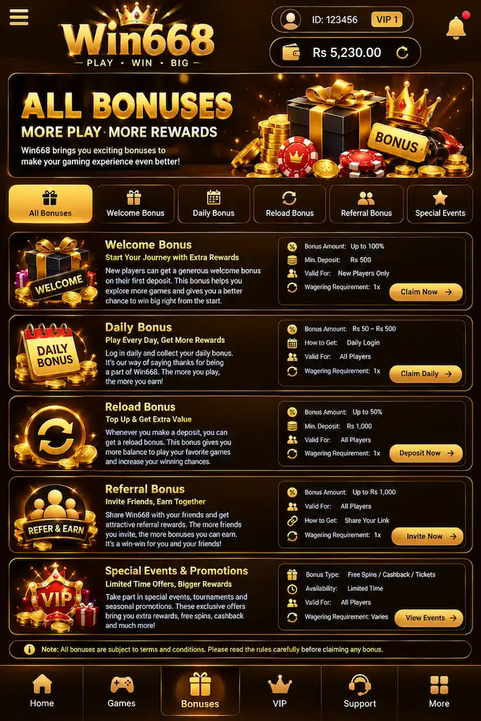 Win668 Game interfce image